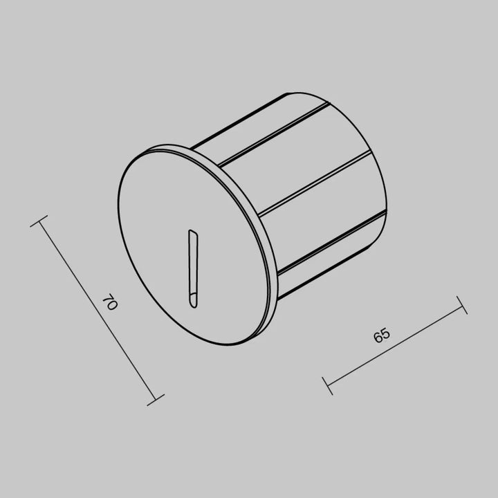 Balise ronde cylindrique en métal avec fente verticale et côtés nervurés pour spot encastrable lock led extérieur