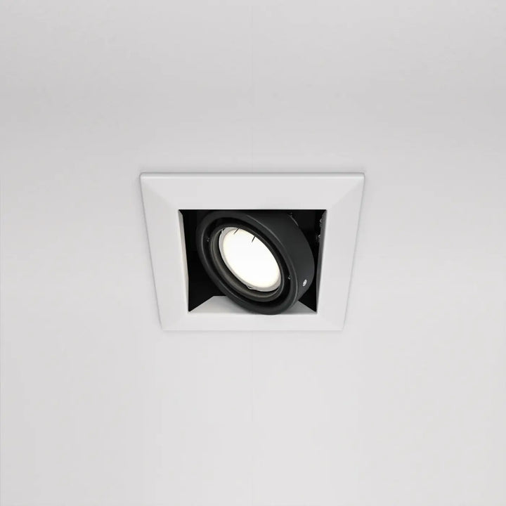 Spot metal modern carré en acier noir avec spot ajustable encastré carré blanc pour éclairage intérieur