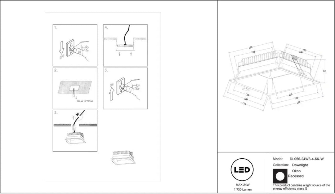 Spot okno panneau carré led recessed downlight en acier blanc avec finition moderne et indice ip44