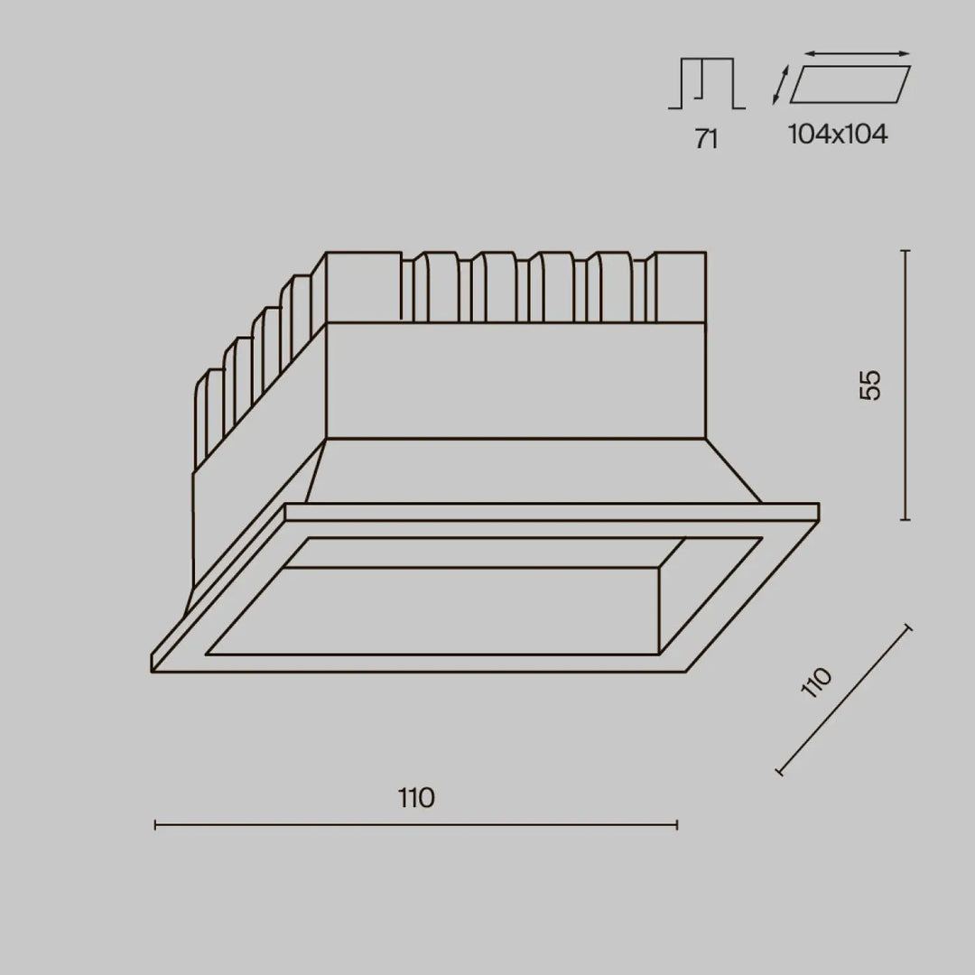 Panneau carré spot okno lumière encastrée rectangulaire en acier blanc avec indice ip44 et design multi-niveaux