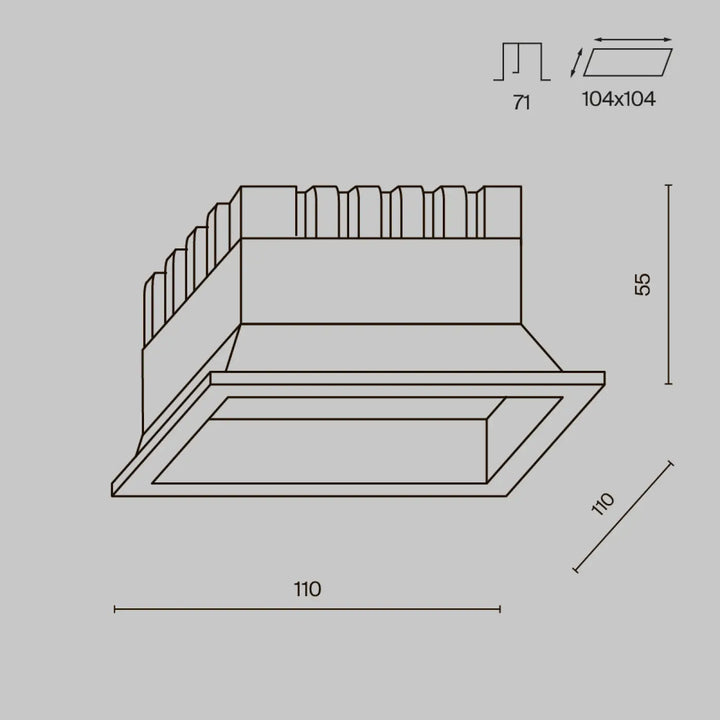 Panneau carré spot okno lumière encastrée rectangulaire en acier blanc avec indice ip44 et design multi-niveaux
