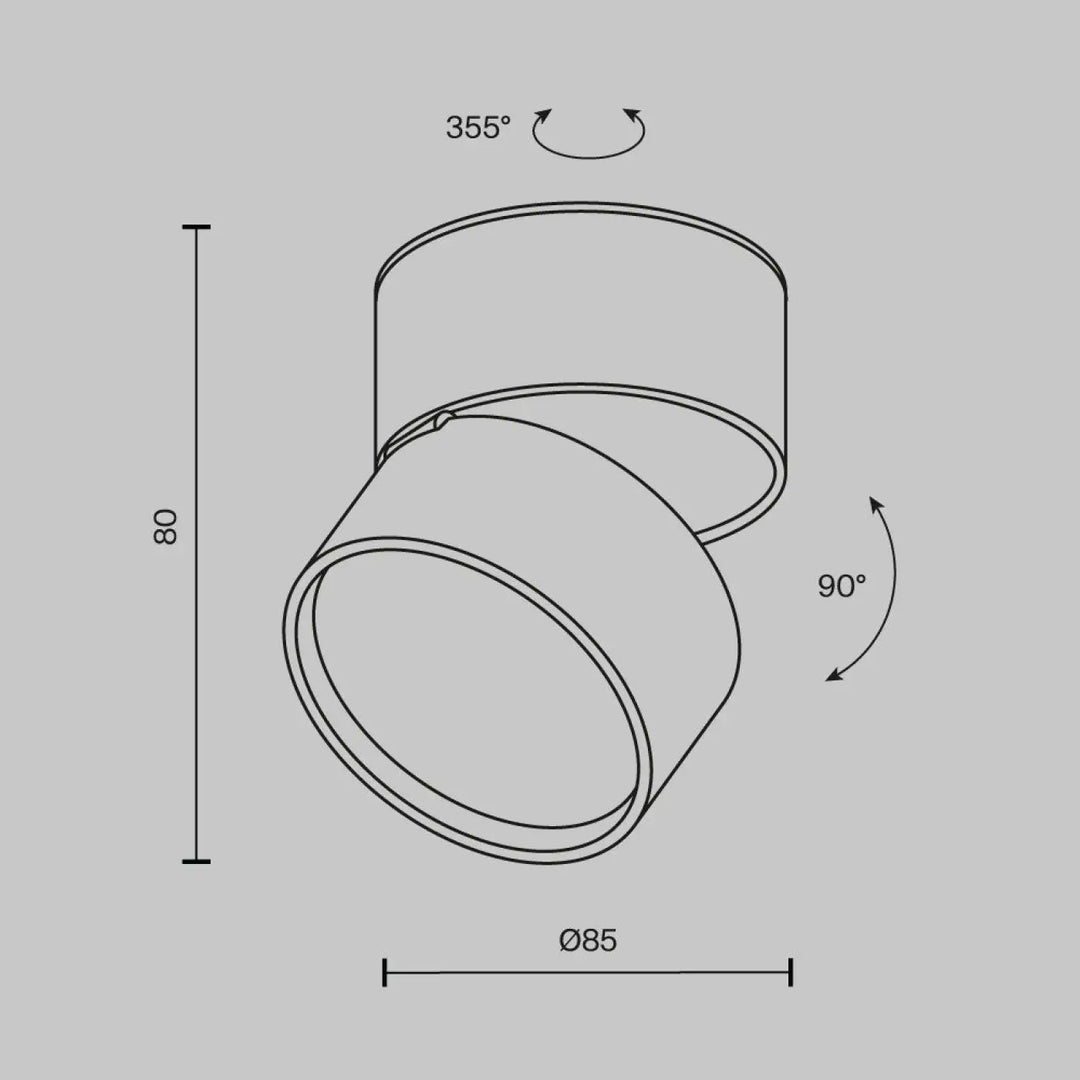 Spot onda disque rétractable spot encastrable cylindrique ajustable 80mm hauteur ø85mm 355° rotation 90° inclinaison