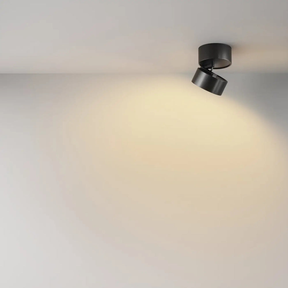 Spot encastrable disque rétractable spot onda finition mate noire en aluminium ajustable pour éclairage ciblé
