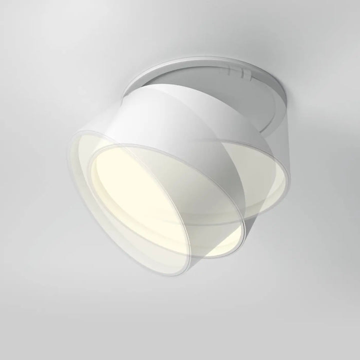 Spot onda led rétractable blanc moderne encastrable au plafond avec design superposé et finition mate lisse