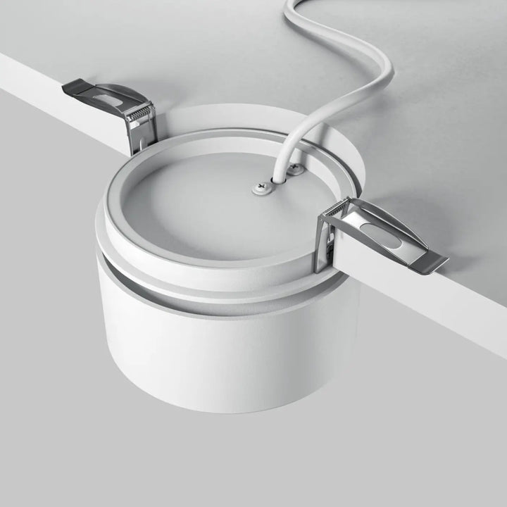 Spot onda spot encastrable led rétractable blanc cylindrique avec clips métalliques pour montage plafond