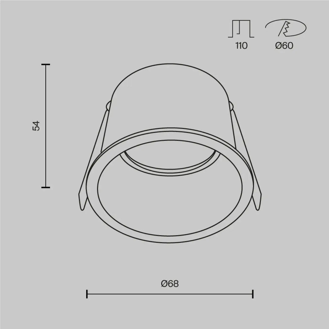 Spot encastrable reif avec ampoule gu10, design cylindrique minimaliste en finition métallique collerette fine