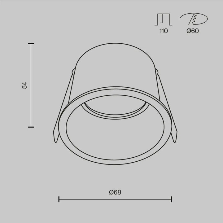 Spot encastrable reif avec ampoule gu10, design cylindrique minimaliste en finition métallique collerette fine