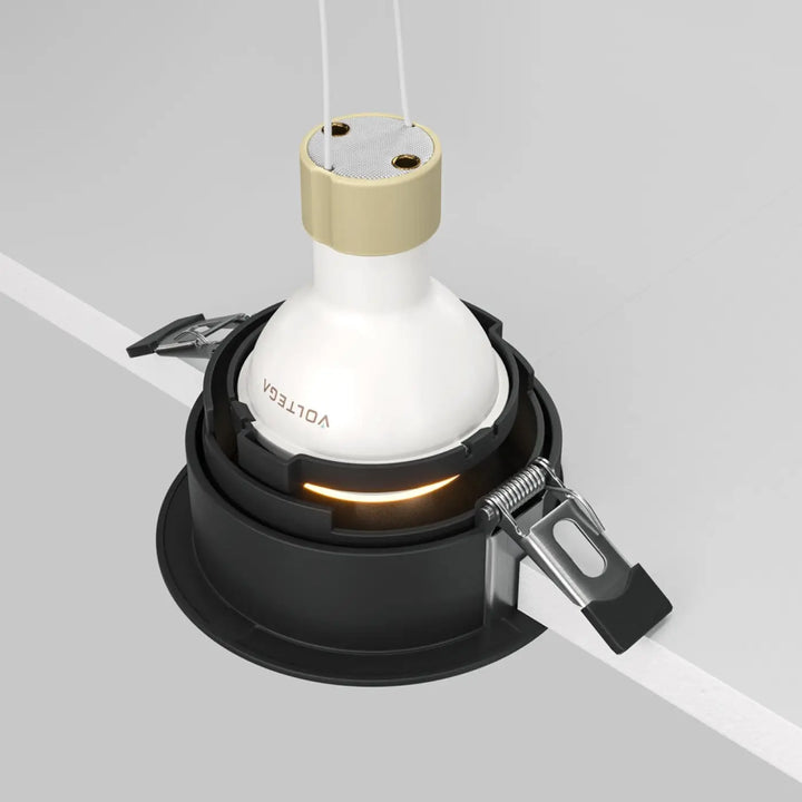 Spot encastré white and beige with enjoliveur noir mesh grille and metallic spring clamp for culot gu10 bulbs