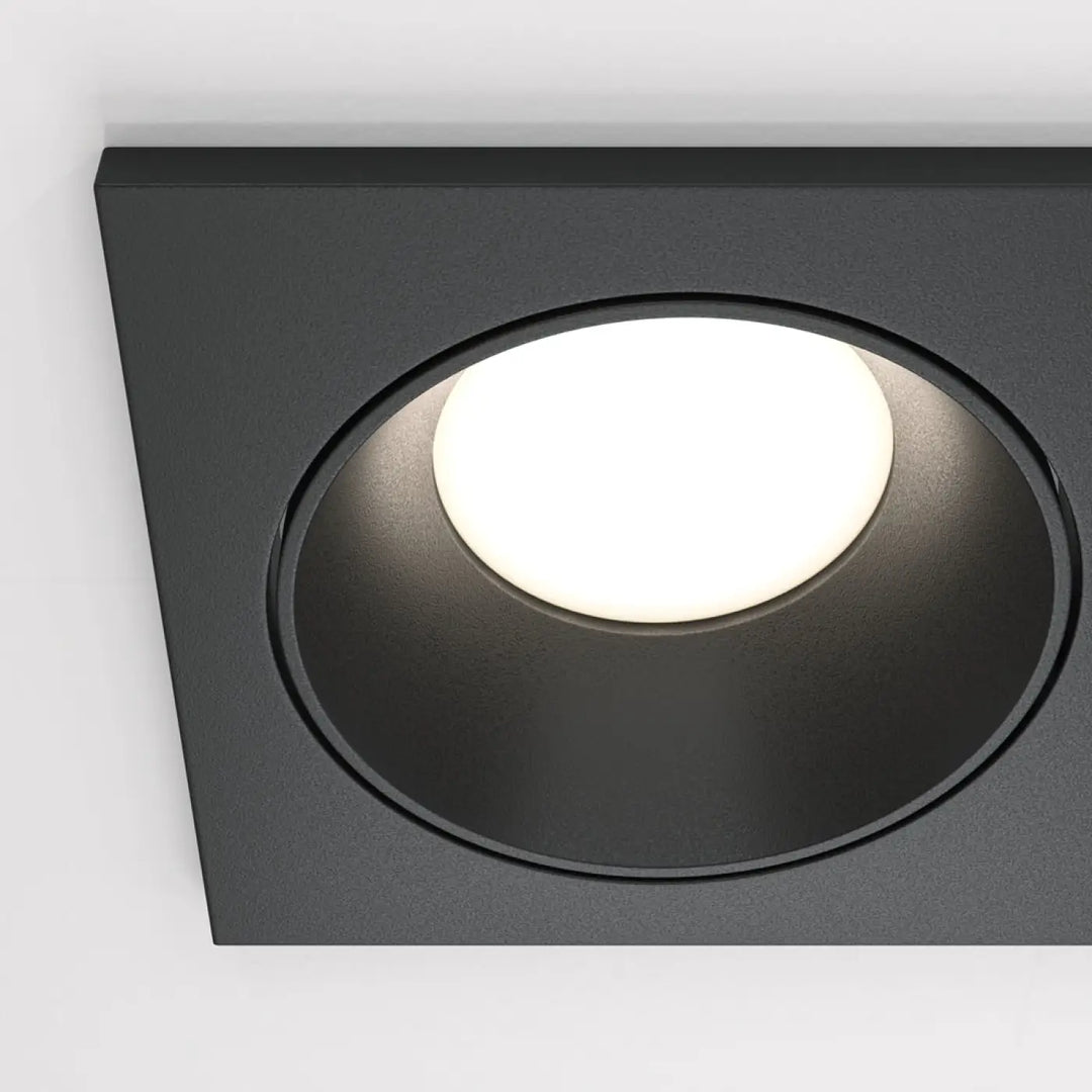 Spot zoom double noire encastrée avec ampoule led blanche circulaire et douce, lumière spot plafond moderne