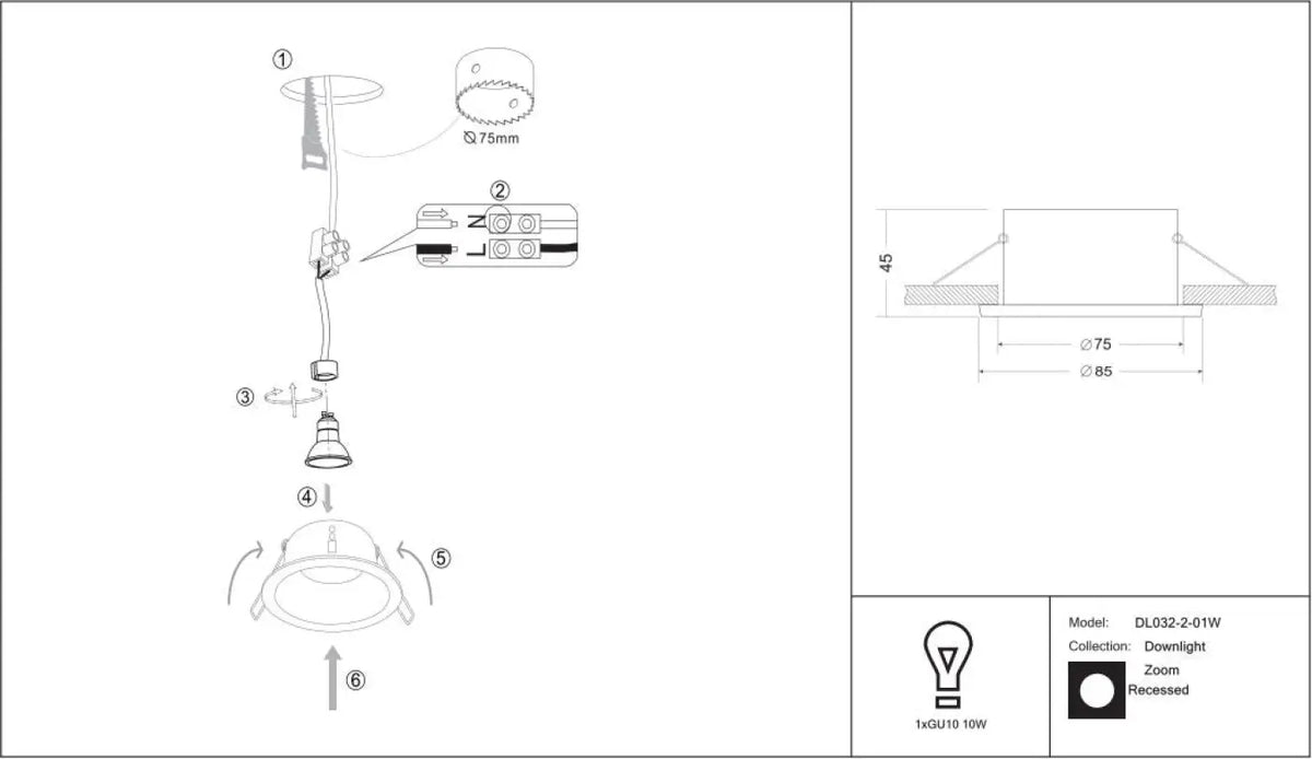 Schéma d'installation du luminaire
