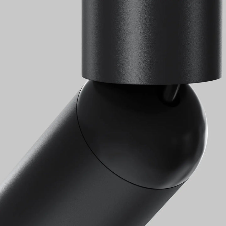 Bras de lampe spot focus focus t long en tube fin noir mat avec articulation arrondie lisse