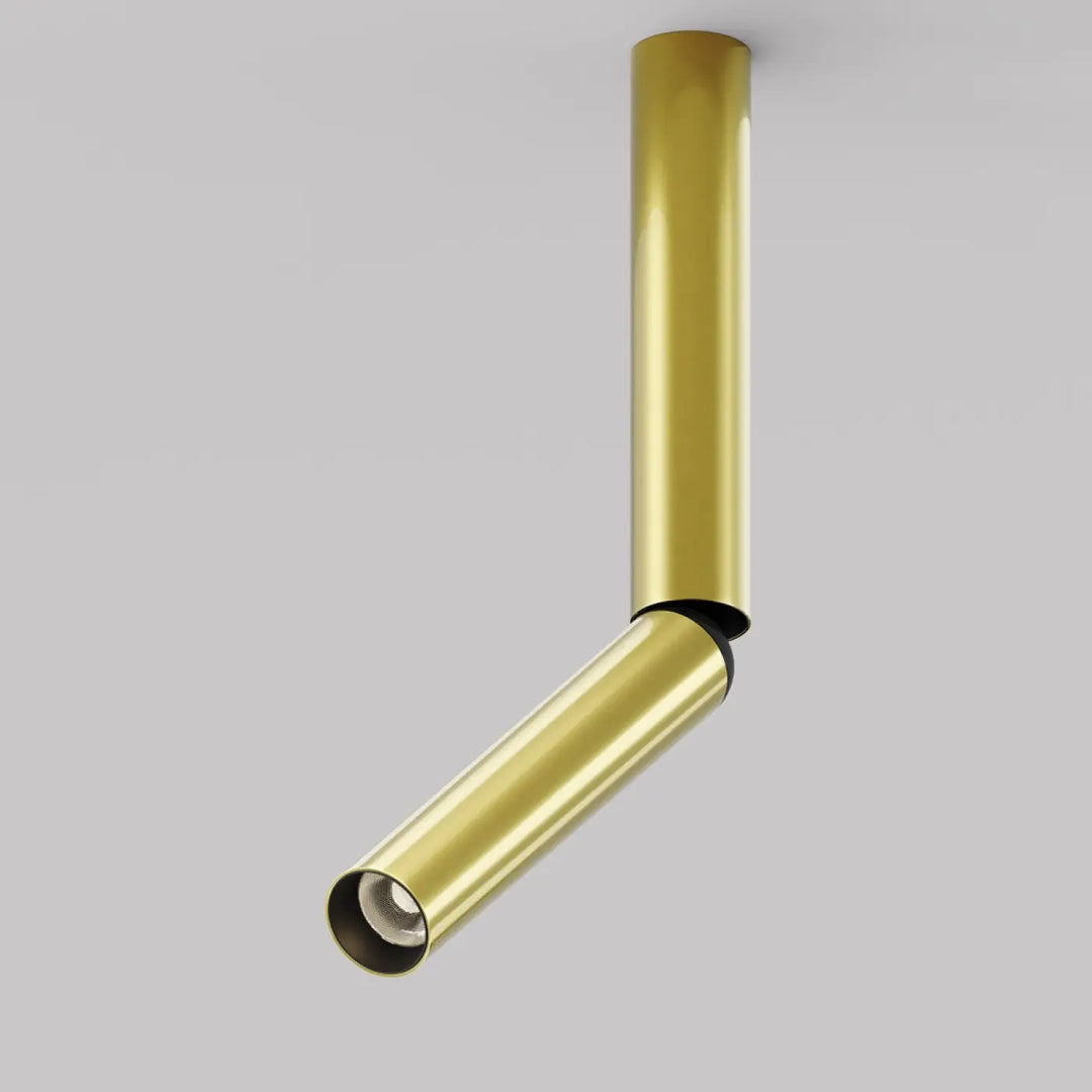 Spot focus tête directionnelle spot plafond ajustable doré avec design tube fin et articulation cylindrique