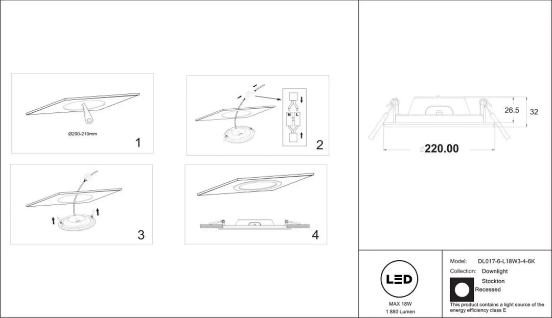 Spot stockton led downlight encastré dl017-6-l 8w 3.4k en acier blanc trois formats pour plafond moderne