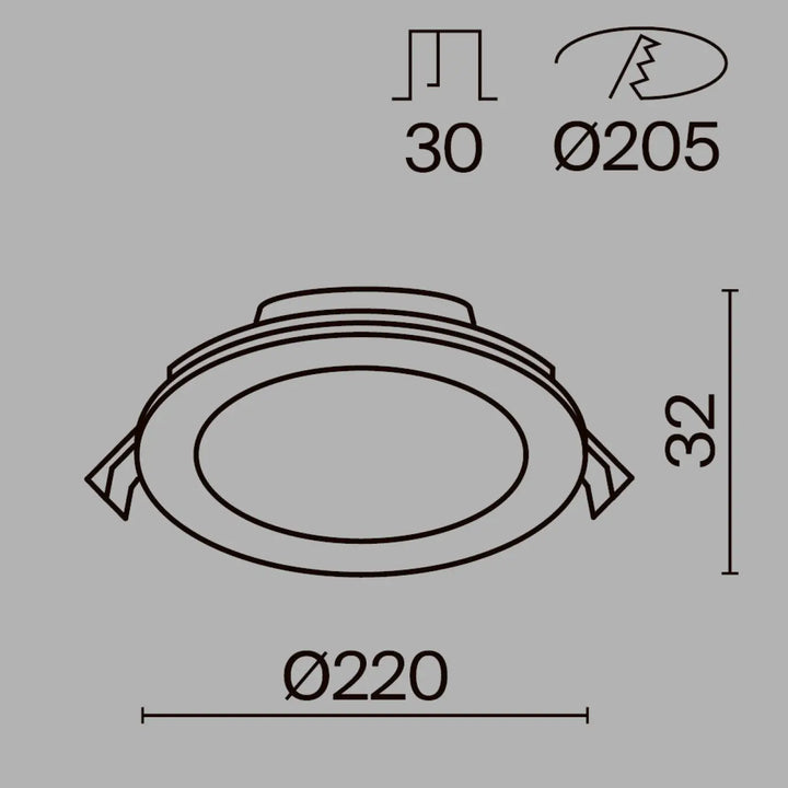 Spot stockton rond encastré en acier blanc avec design minimaliste à anneaux concentriques et trois formats disponibles