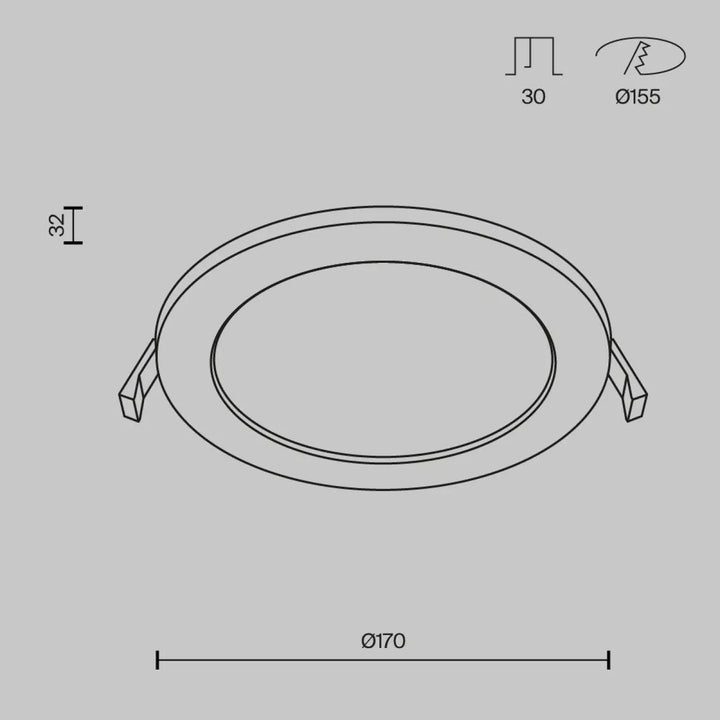 Spot stockton rond encastré en acier blanc avec trois formats et design minimaliste à anneaux concentriques et supports de montage
