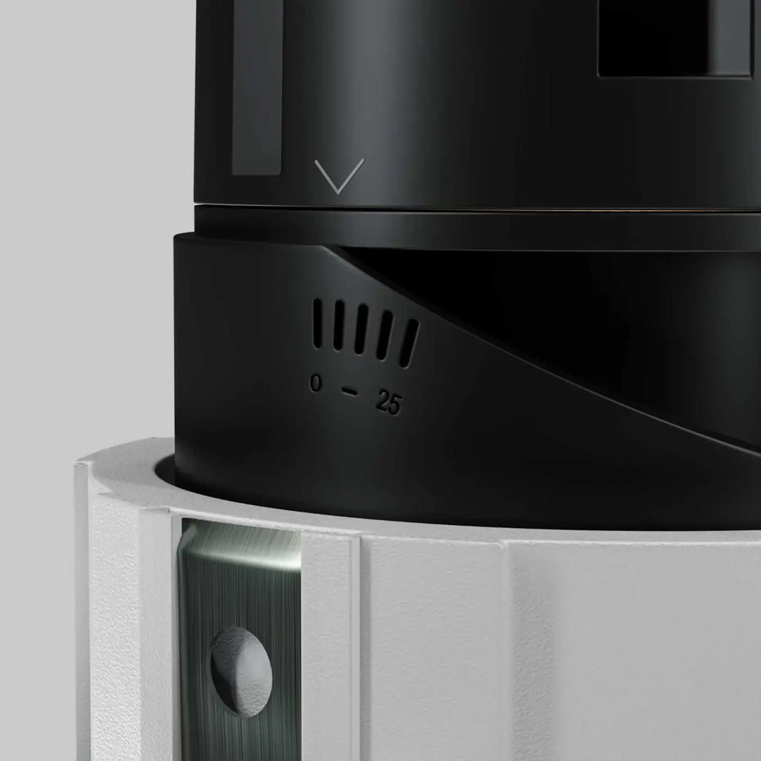 Spot wise orientable spot led encastré noir cylindrique en acier mat avec réglages gravés pour broyeur à café