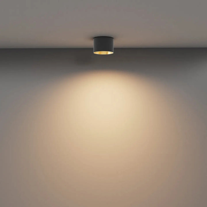 Spot vega led intégrée spot led cylindre plafond noir mat intérieur doré chaleureux design moderne