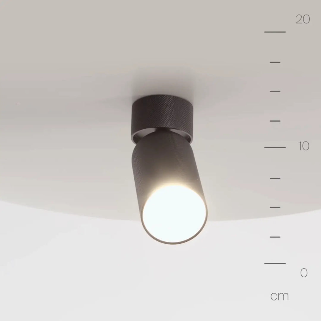 Spot orientable noir en aluminium texturé avec tête orientable et finition mate pour éclairage encastré