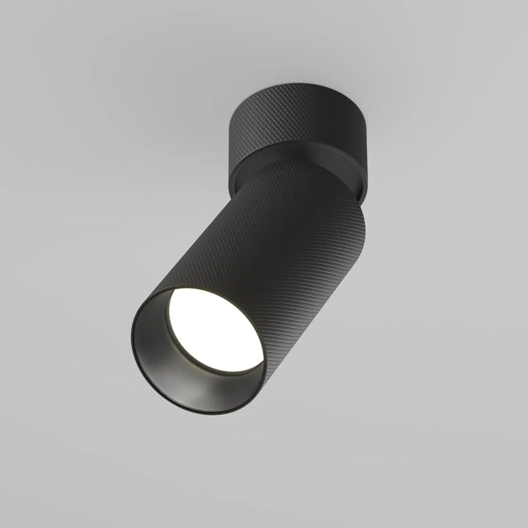 Spot orientable noir en aluminium texturé avec tête orientable et finition mate pour éclairage encastré