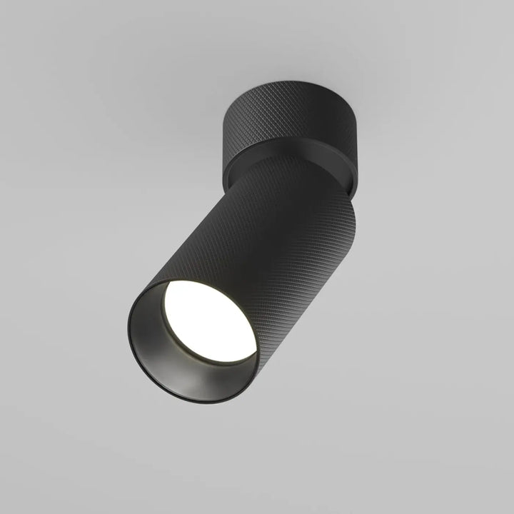 Spot orientable noir en aluminium texturé avec tête orientable et finition mate pour éclairage encastré