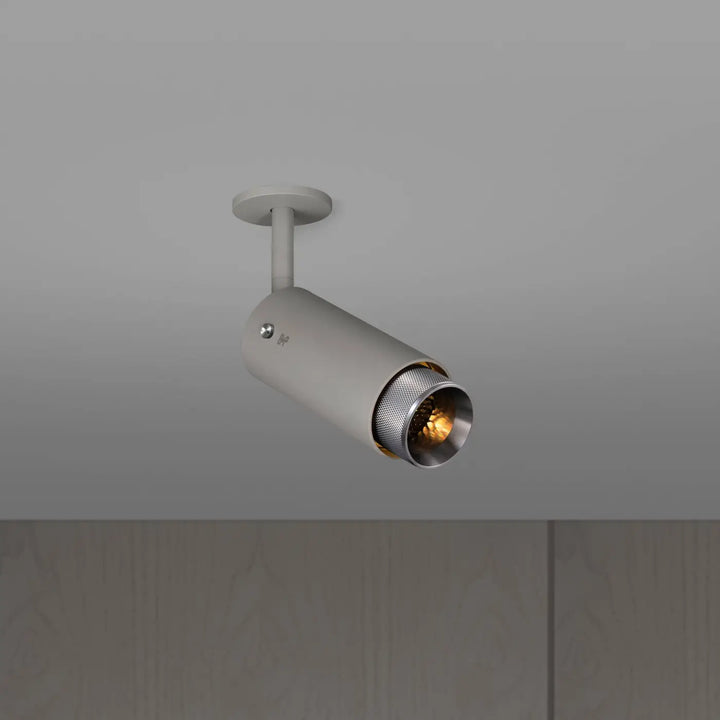 Spot orientable Exhaust à gravure quadrillée Pierre finition acier #couleur_argent