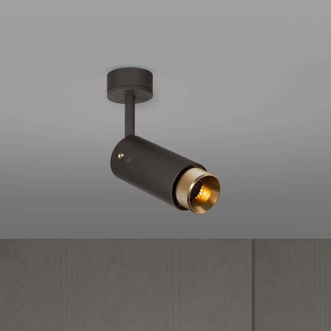 Spot orientable Exhaust à gravure quadrillée Graphite finition laiton, vue 3 #couleur_dor