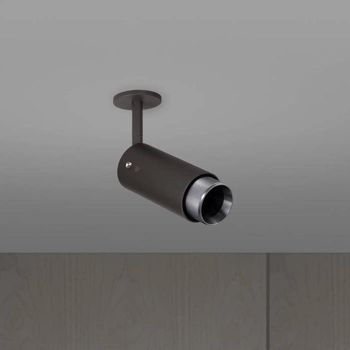 Spot orientable Exhaust à gravure quadrillée Graphite finition acier, vue 2 #couleur_argent