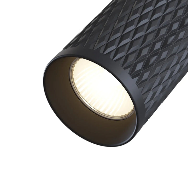 Spot orientable focus design noir avec tête texturée diamantée et ampoule led striée intégrée