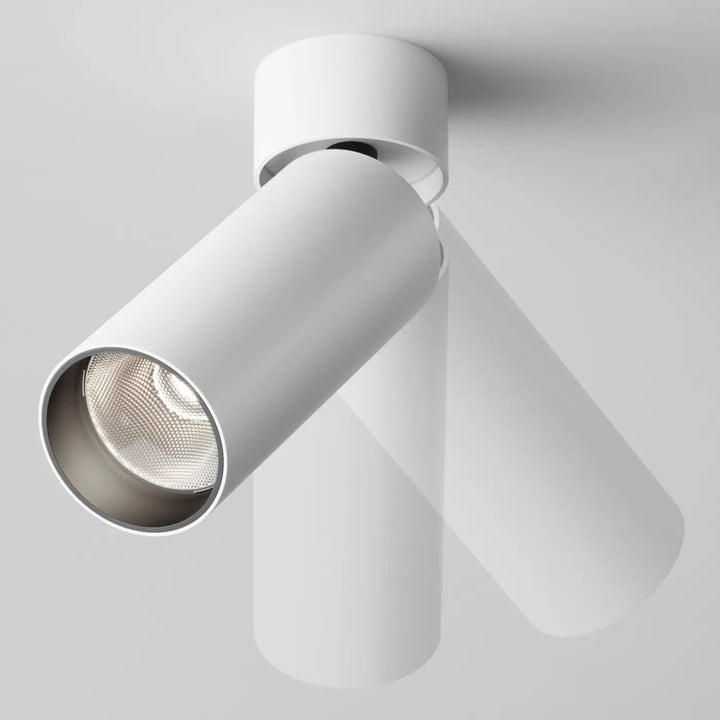 Spot focus led orientable tête cylindrique blanc avec réflecteur métallique pour éclairage d’accent version dimmable