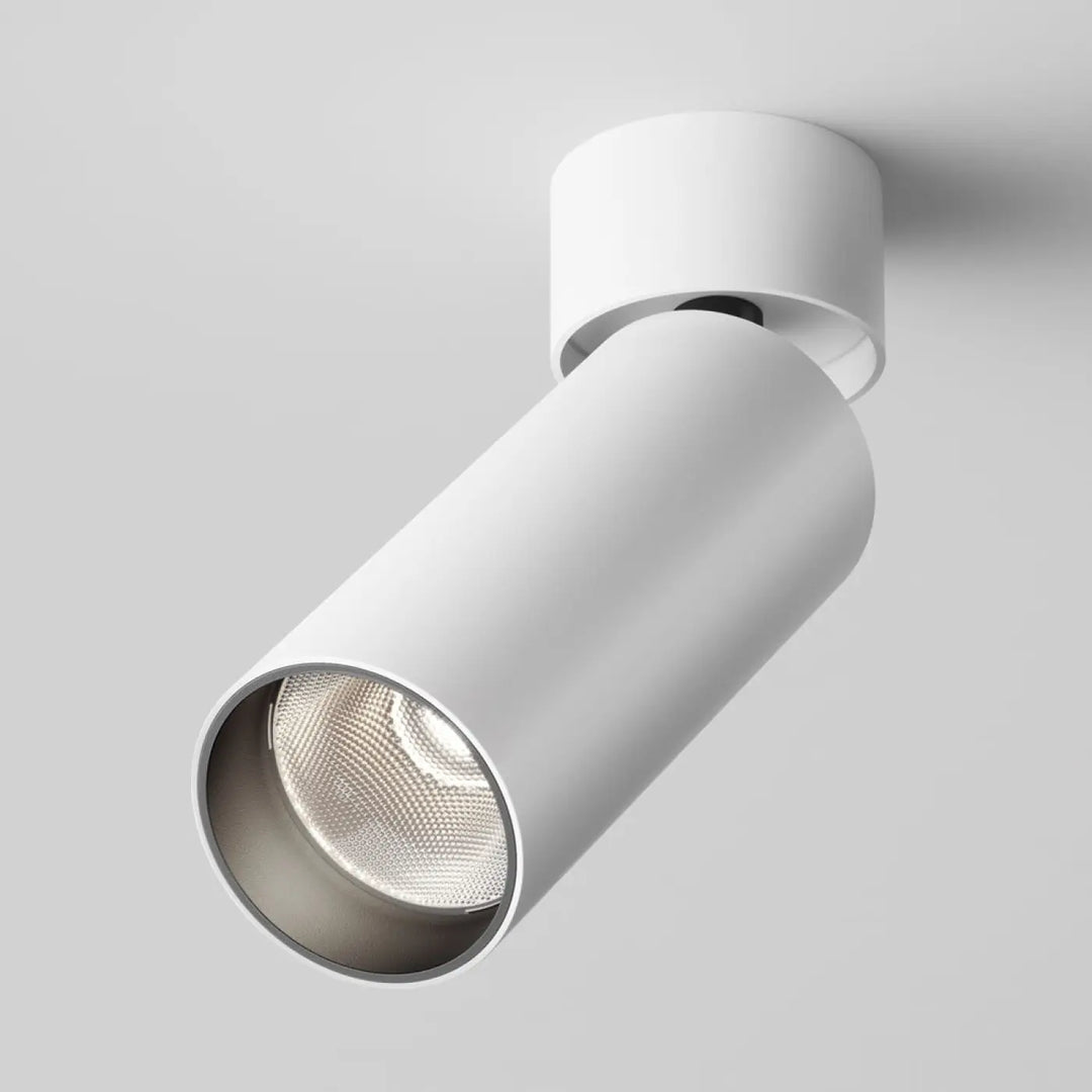 Spot focus led orientable tête cylindrique blanche avec éclairage d’accent et version dimmable à led métallique