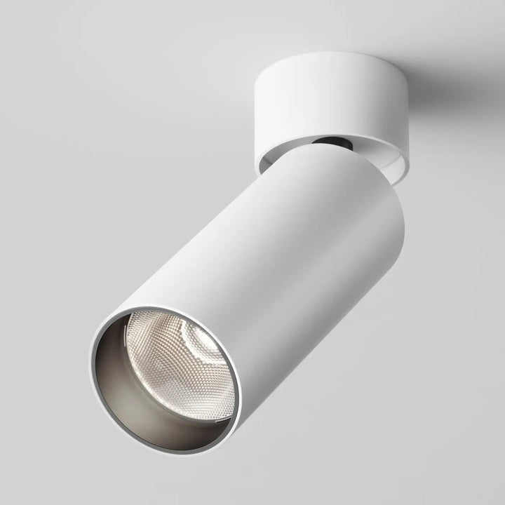 Spot focus led orientable tête cylindrique blanche avec éclairage d’accent et version dimmable à led métallique