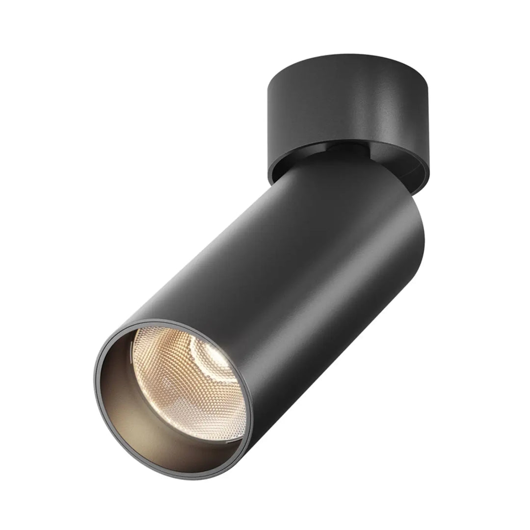 Spot focus led orientable en version dimmable avec tête cylindrique noire mate pour éclairage d’accent moderne