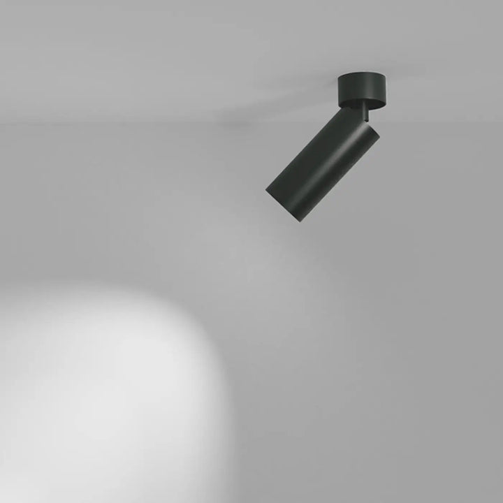 Spot focus led éclairage d’accent noir tête cylindrique version dimmable monté au plafond avec finition mate