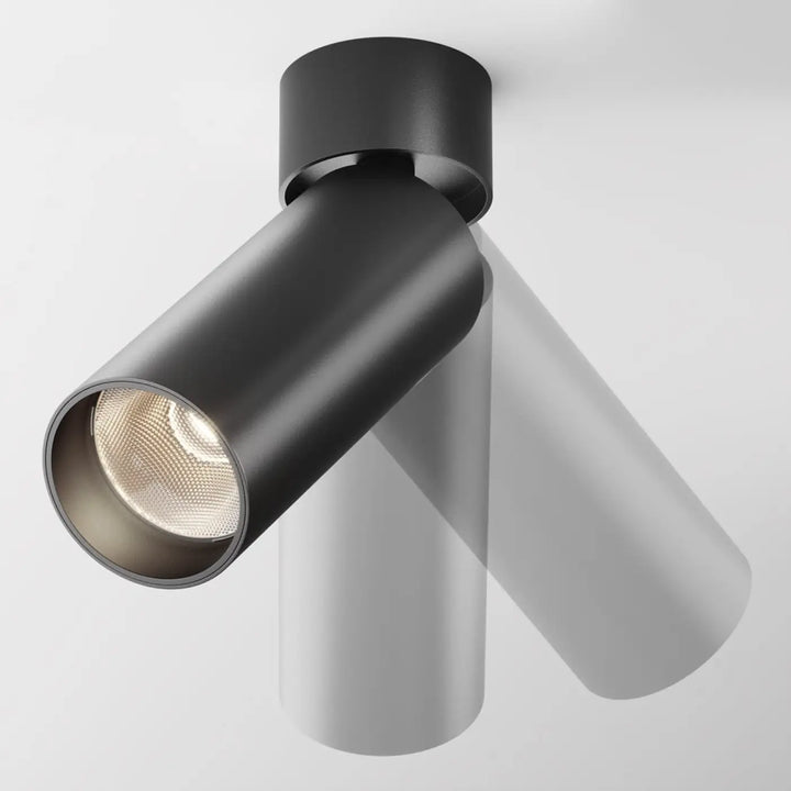 Spot focus led orientable en version dimmable avec tête cylindrique noire mate pour éclairage d’accent précis