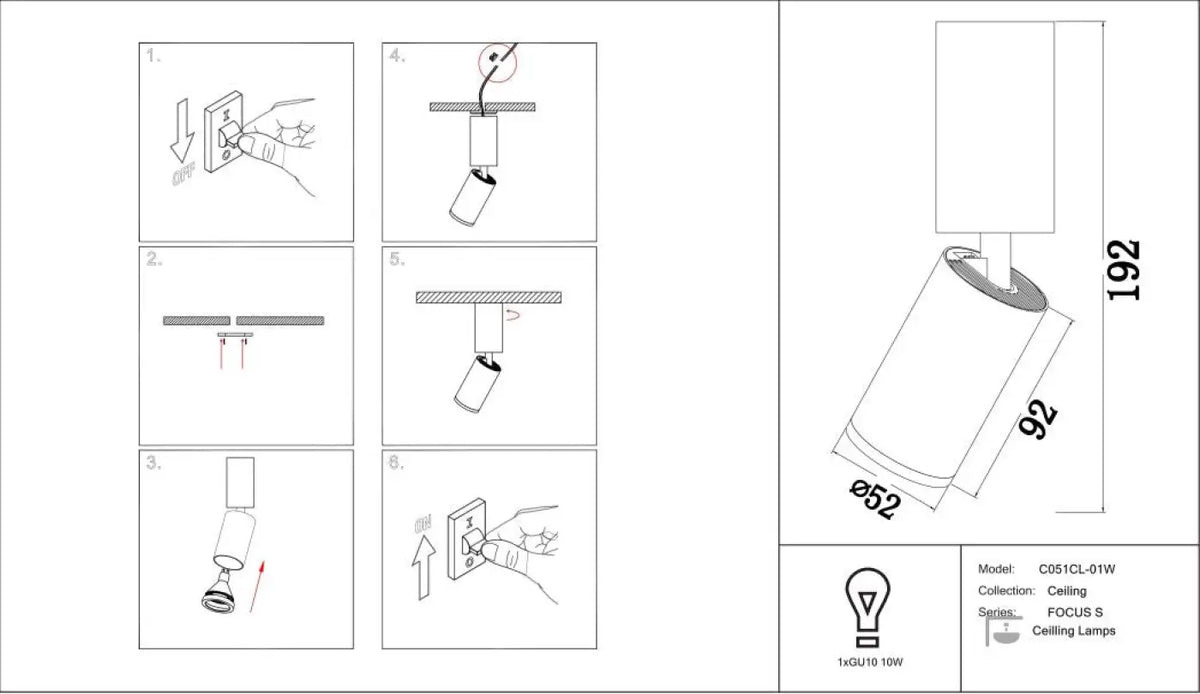 Schéma d'installation du luminaire