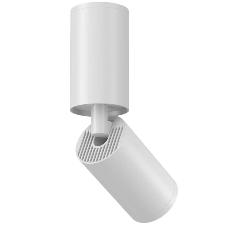 Spot orientable blanc avec tête cylindrique et tige fine design minimaliste et tête ajustable pour éclairage ciblé