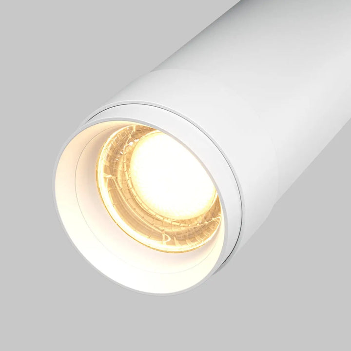 Spot focus zoom blanc cylindrique avec led chauffante et faisceau réglable orientable pour éclairage ciblé