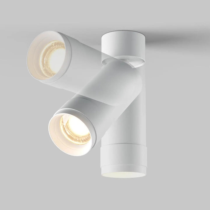 Spot focus zoom blanc à deux têtes orientable avec bras ajustables et design moderne pour faisceau réglable