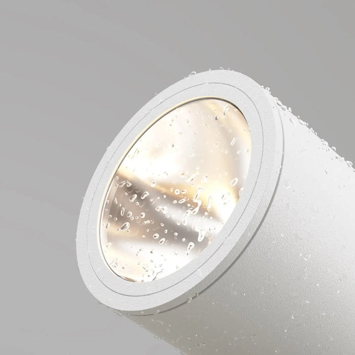 Spot piquet extérieur blanc avec tête orientable en verre dépoli et gouttes d eau modèle luminaire extérieur bern piquet