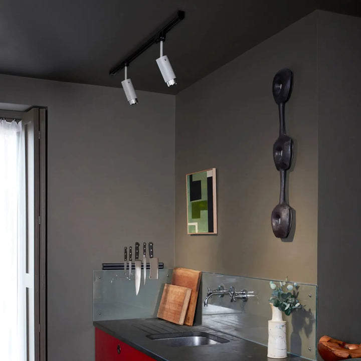 Spot sur rail Exhaust dans un intérieur #couleur_argent