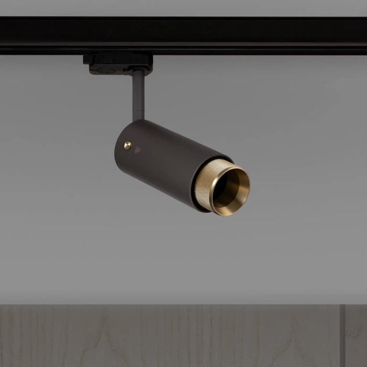 Spot sur rail Exhaust à gravure quadrillée Graphite, finition laiton, autre vue #couleur_dor