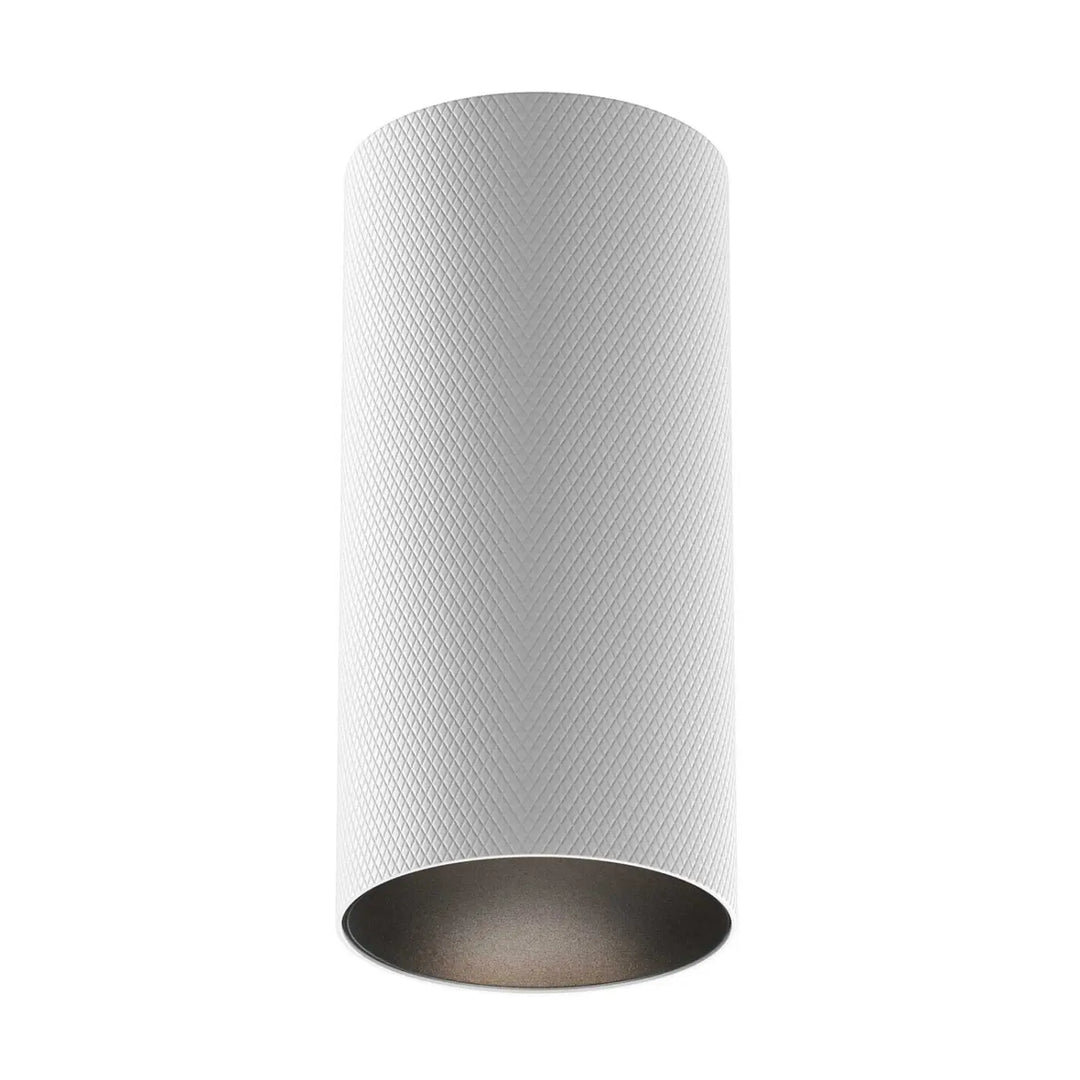 Luminaire de plafond spot artisan saillie blanc cylindrique avec aluminium texturé et culot gu10 pour faux plafond