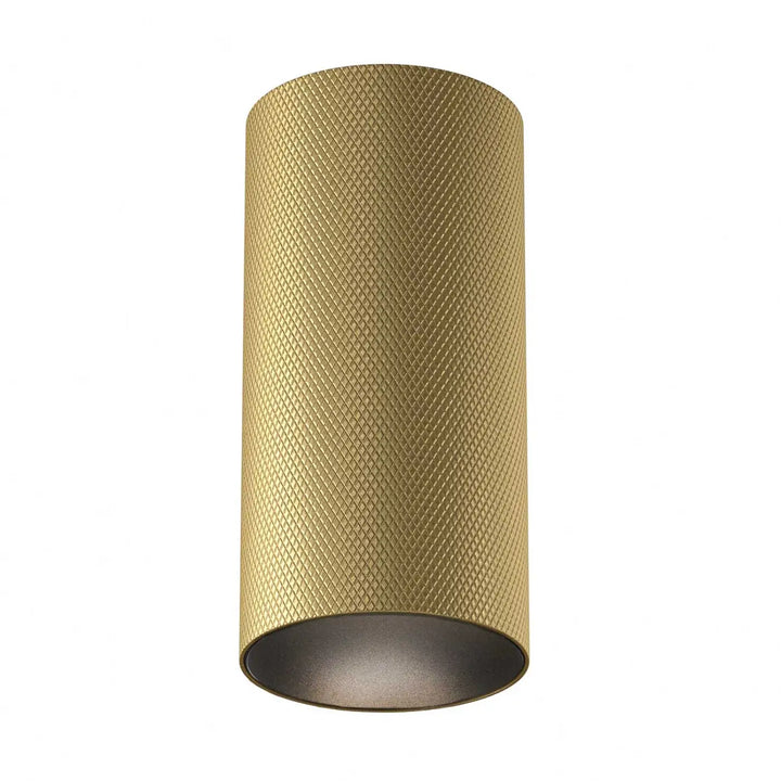 Spot artisan culot gu10 en aluminium texturé doré avec intérieur noir mat pour faux plafond