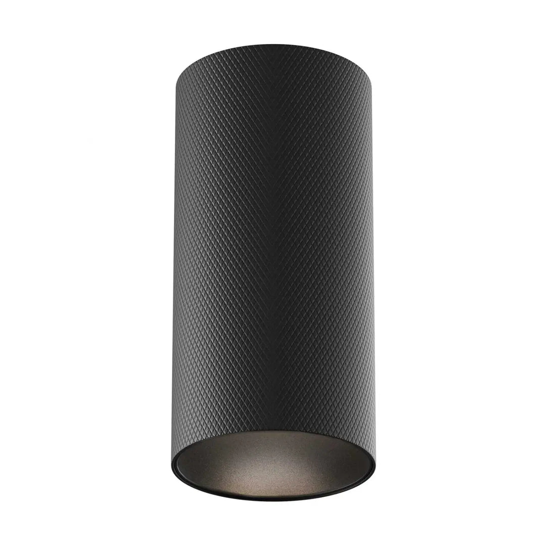 Spot artisan culot gu10 en aluminium texturé noir avec extérieur diamanté et intérieur lisse pour faux plafond
