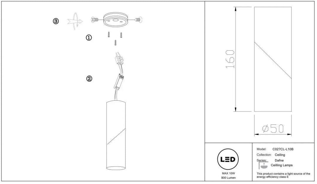Led ceiling lamp saillie dafne led with cylindrical aluminium noir body, circular spot dafne fixture head, and adjustable arm