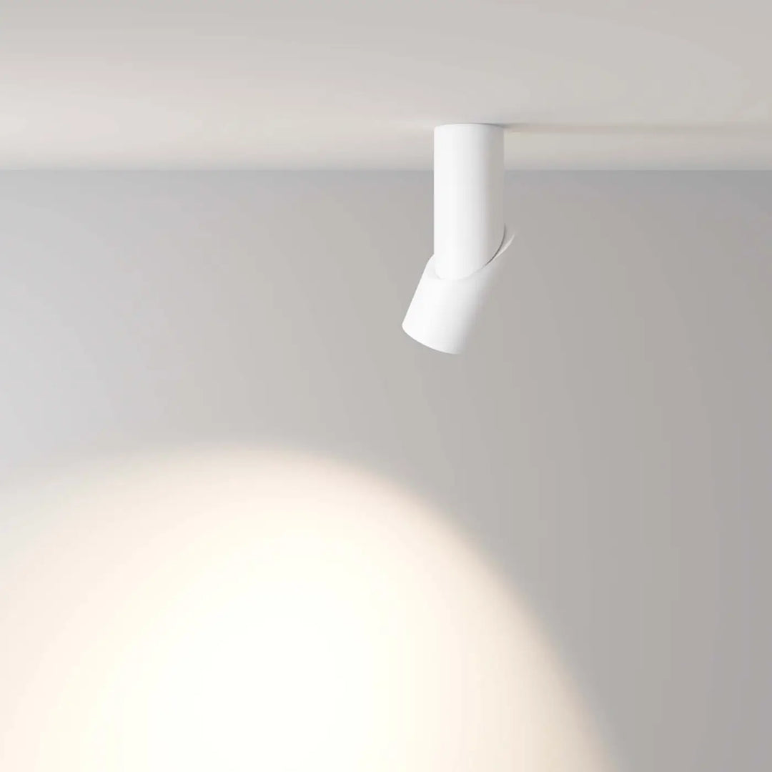Spot dafne saillie led blanc cylindrique en aluminium noir avec design minimaliste pour éclairage ciblé