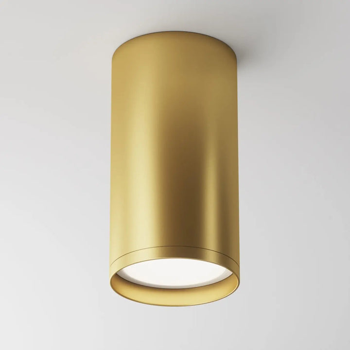 Spot focus s compact petit cylindre en métal doré avec lumière dirigée blanche circulaire au plafond