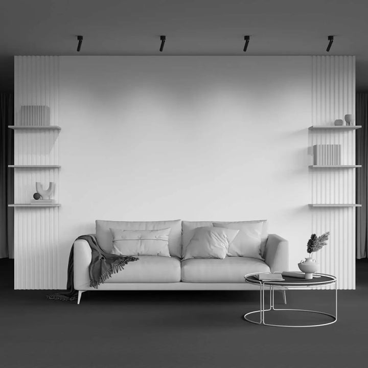Canapé blanc moderne minimaliste spot focus t ultra-fin avec tube ultra-fin et base ronde design élégant