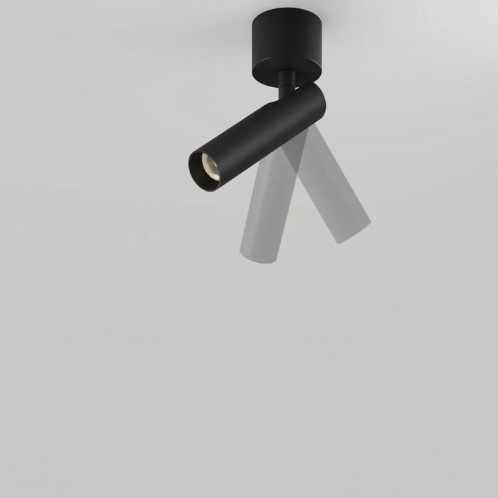 Spot tube ultra-fin focus t led noir cylindrique avec diffuseur en verre givré et base ronde ajustable