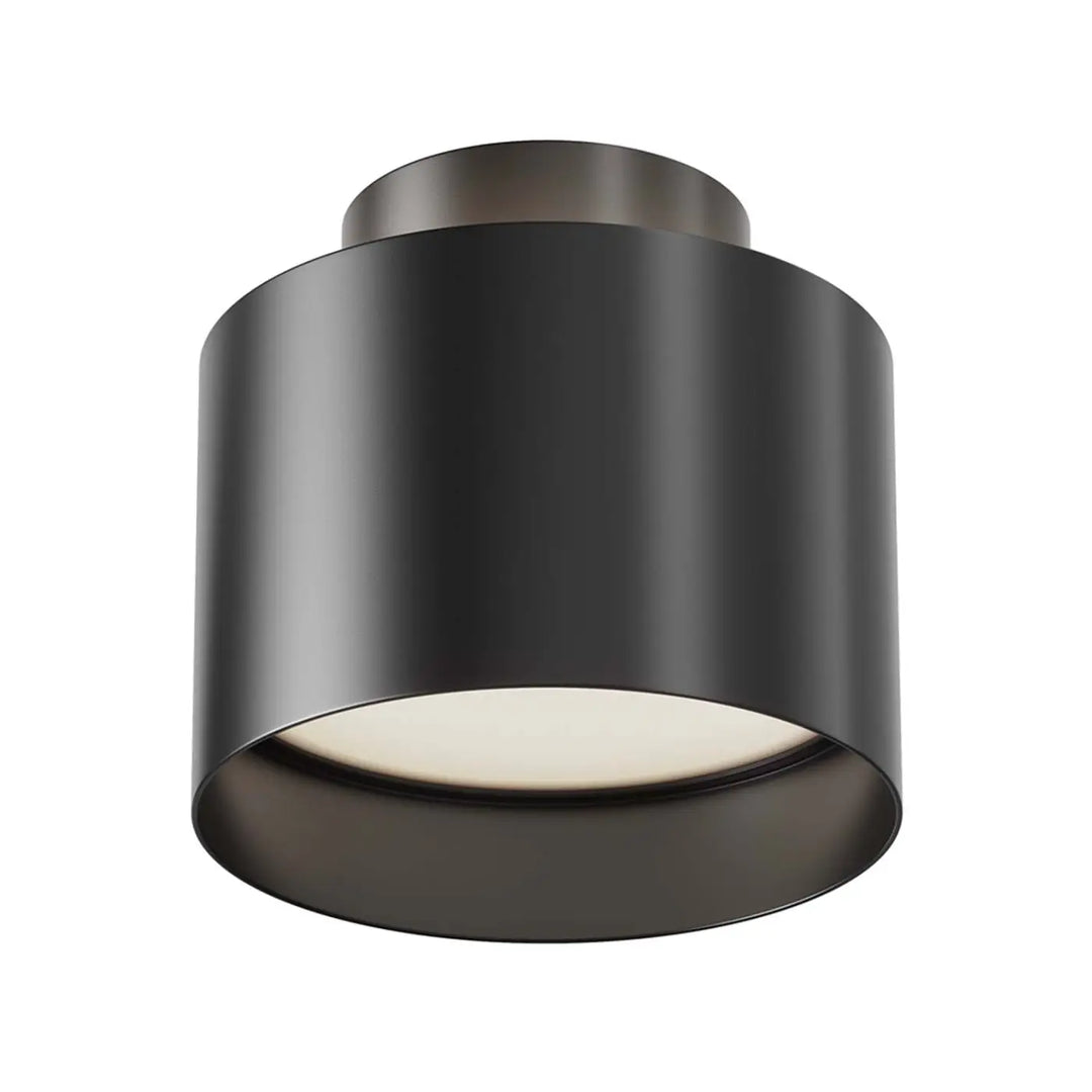 Spot saillie planet led large cylindre en acier noir avec finition mate noire et design moderne pour plafond